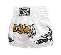 Filteilect Athletic Boxing Fight Shorts Breathable MMA Combats Training Trunks With Side Slits for Men Women Martial Arts Practice(white_XL)