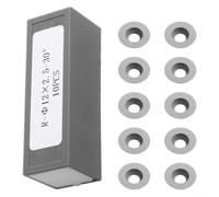 Filteilect Carbide Indexable Round Inserts 12mm for Wood Lathe Turning Tool, 10 Pack Chisel Cutter Blades, 30 Degree Angle, 2.5mm Thickness