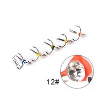 Filteilect Carbon Steel Treble Hook for Ice Fishing, Luminous Three Drill Bait with Coating, 5pcs Set of High-Strength Fishing Hooks for Freshwater and(12#)