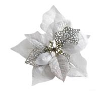 Filteilect Christmas Tree Hanging Flower 22 cm Festive Decor for Holiday Home Party Garden Wedding Wreaths Cloth and Plastic Bauble(Silver)