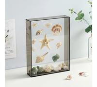 Filteilect Creative Acrylic Photo Frame with Hollow Design for Dried Flowers and Shells Display, 26x31cm DIY Decor in Blue/Green/Transparent/Gray/Orange(Blue)