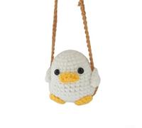 Filteilect Crochet Hanging Car Accessories | Cartoon Animal Rearview Mirror Swing Pendant Ornament | for Most Cars | Compatible with Auto Interior Decor | Little Frogs,(White duck)