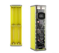 Filteilect DIY Power Bank Case 45W Portable Charger Shell for 8 x Batteries, Transparent USB-C PD 3.1 Fast Charging Box, Solder- Design(ywllow 45W)