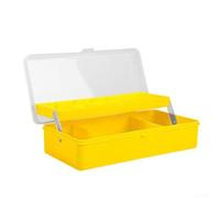 Filteilect Double Layer Bait Box for Fishing, 13-Cell Storage with Large and Small Compartments, Thickened PP Material, Foldable Two-Tier Design, Blue(yellow)