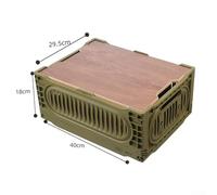 Filteilect Foldable Storage Box for Camping and Outdoor Use, For Lasting Thickened PP Material with Removable Wooden Top Panel for Versatile Functionality as a Storage Trunk(Green Medium)