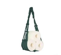 Filteilect Hand-Woven Cotton Rope Toilet Paper Holder and Magazine Storage Bag Wall Mount Organizer for Kitchen Bathroom Bohemian Style Decor(Dark green)