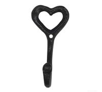 Filteilect Heart Shaped Cast Iron Wall Hook 12cm Black Heavy Duty Shabby Chic Decorative Coat and Robe Hanger for Bathroom Kitchen Bedroom or Office, Single(1pcs)