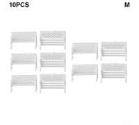 Filteilect Miniature Park Chair Set 10/100 Pcs, DIY Garden Decor Ornament with White Plastic Benches for Dollhouse Model Scene, S/M/L Sizes Compatible with Terrarium and(M 10PCS)
