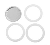 Filteilect Moka Pot Parts - 3 Silicone Gasket Seals and 1 Aluminium Filter for 2/3/6/9/12 Cup Espresso Coffee Makers, Coffee Pot Accessories Kit(3 cup)