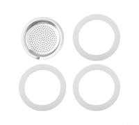 Filteilect Moka Pot Parts - 3 Silicone Gasket Seals and 1 Aluminium Filter for 2/3/6/9/12 Cup Espresso Coffee Makers, Coffee Pot Accessories Kit(2 cup)