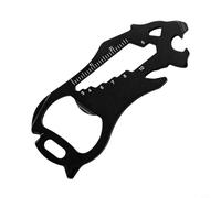 Filteilect Multifunctional Keychain Multitool Gadgets Pocket Stainless Steel Tool Card with Bottle Opener, Screwdriver, For Bike Spoke Key, Ruler for(Black)(For Tiger)
