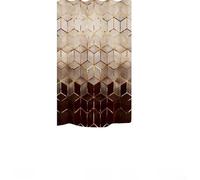 Filteilect Ombre Brown Marble Shower Curtain with Abstract Geometric Grid and Cubic Gold Lines, Waterproof Polyester Fabric, Rust Proof Metal Grommets, 36 x 72