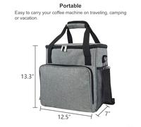 Filteilect Portable Storage Bag for Coffee Machines for - Waterproof Nylon Carry Case with Padded Protection, Adjustable Shoulder Strap, 30x34x18cm, Grey