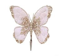 Filteilect Simulation Butterfly with Clip - Velvet Fabric Decor for Wedding, Party, Holiday and Home Decorations(light pink)