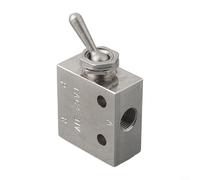 Filteilect TAC2-31V 2 Position 3 Way Pneumatic Valve with Toggle Lever, Metal Air Control Valve for 0-0.9MPa Use Fluid, Silver Tone, 3-Port NO Common Type