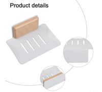 Filteilect Wall Mounted Soap Dish for Bathroom, Walnut Wood & Aluminum Holder with Drainage, No Drilling Required, Fits Shower or Sink, Black/Grey/White(A walnut For + gray)