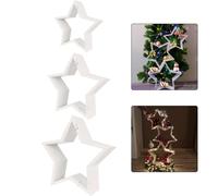 Filteilect Wooden Star Decorative Ornaments for Christmas Home Decor in 3 Sizes Large Medium Small Natural White Wood Craft
