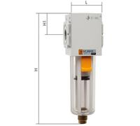 Filter 5microns G3/8'' 2900 l/min Semi-Auto Double-Walled Plastic EMC 3A