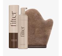 Filter By Molly-Mae Sunkissed Bundle | Extra Dark Self Tan Mousse | Fast Drying Streak Free Fake Tan | Bronzed Glow | Large Double Sided Velvet Soft Tanning Mitt | Perfect for Face & Body Application