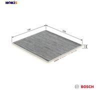 Bosch R5516 Activated Carbon Cabin Filter, Replacement Filter - Against Unpleasant Smells, Pollen and Dust for Cleaner Air Inside the Vehicle