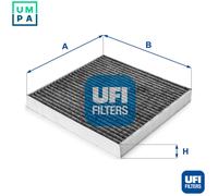 UFI Cabin Pollen Air Filter Activated Carbon 25mm Height Fits Smart Fortwo
