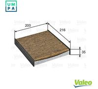 Cabin filter Activated Carbon Filter with polyphenol 701026 VALEO for DACIA