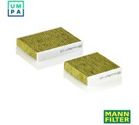 MANN-FILTER FP 21 000-2 Cabin Air Filter - FreciousPlus Biofunctional Pollen Filter - (set of 2) for Cars + Transporters
