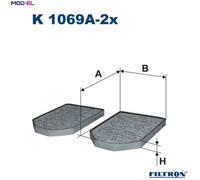 FILTER CABIN AIR K 1069A-2x FOR AUDI A8/S8 AFB/AKN/AKE 2.5L AQD/ALG/APR 2.8L A8