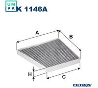 FILTER CABIN AIR K 1146A FOR MERCEDES-BENZ M272.944/943 3.0L M272.985/972 3.5L