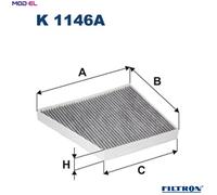FILTER CABIN AIR K 1146A FOR MERCEDES-BENZ M272.944/943 3.0L M272.985/972 3.5L