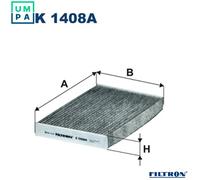FILTER CABIN AIR K 1408A FOR VAUXHALL OPEL CROSSLAND/Van CITROEN C3/II 1.2L 4cyl