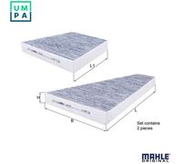 Mahle Pollen Air Filter for Cabin Filter LAK225/S Fits VW Pack of 2