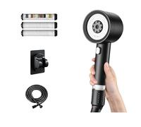 Filter Hard Water Shower Head with Handheld Holder, 4-Mode High Pressure Massage Showerhead with Pause Switch, 1.5M Stainless Steel Hose for Chlorine Removal & Powerful (DaiPeng Black)