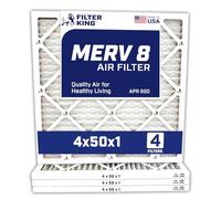 Filter King 4x50x1 Air Filters | 4 Pack | MERV 8 HVAC Pleated AC Furnace Filter | Actual Size 4 x 50 x .75"