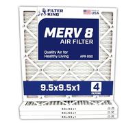Filter King 9.9x9.5x1 Air Filters | 4 Pack | MERV 8 HVAC Pleated AC Furnace Filter | Actual Size 9.5 x 9.5 x .75