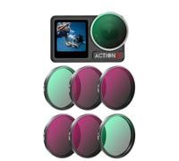 Filter Kit for DJI OSMO Action 5 Pro, Optical Glass HD Imaging for Osmo Action 3/4/5 Pro Accessories, Waterproof Oil-Resistant Dirt-Resistant, UV/CPL/ND8/16/32/64 (UV+CPL+ND8+16+32+64)