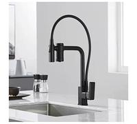 Filter Kitchen Faucet with Drinking Water Faucet,High Arc Pull Down 3-Way Kitchen Faucet,3 in 1 Sink Cold and Hot Mixer Tap,Modern Style Single Handle Reverse Osmosis Kitchen Sink Faucets(Nero)