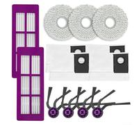Filter Mop Cloth Dust Bag Side Brush Kit for Eureka J15 Max Self-Emptying Robot Advanced Air Filtration Pet Dander Dust Disposal Includes 2 Filters 3 Mop Cloths 4 Dust Bags 4 Side Brushes