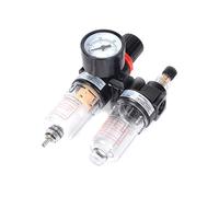 Filter Regulator Pneumatic , Pack of 2 Air Compressor Oil Water Separator Filter Regulator Trap AFC2000 AFR2000 AL2000 with Polycarbonate Fittings G1/4 Inch(PC 12mm Fitting)