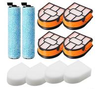 Filter Replacement Kit Compatible with for Shark WD161 WD261 AW261 for HydroVac for MessMaster Wet Dry Vacuum Cleaner(D:2*Brush Rollers+4*Filters+4*Foam Filters)