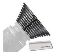 Filter Ring Adapter Set, Filter Metal Step Rings for All Brands, UV ND CPL 40.5-49 mm, 49-52 mm, 52-55 mm, 55-58 mm, 58-62 mm, 62-67 mm, 67-72 mm, 72-77 mm, 77-82 mm + Lens Cleaning Cloth