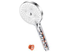Filter Shower Head High Pressure - YEAUPE PRO Power Shower Heads with 6 Modes for Low Pressure Water Softener Shower Head, Improve Skin Hair Large Shower Head,White