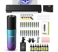 Filter Tattoo Printer Kit, Stencil Machine with Gun, 20 Cartridge Needles, 40 Sheets Transfer Paper and 5oz Gel for Beginner Artists