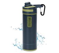 Filter Water Bottle 800ml - Press Water Purification System with Microplastics Water Filter, Portable for Camping, Hiking & Emergency Survival (Dark Gray)