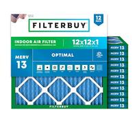 Filterbuy 12x12x1 Air Filter MERV 13 Optimal Defense (12-Pack), Pleated HVAC AC Furnace Air Filters Replacement (Actual Size: 11.69 x 11.69 x 0.75 Inches)