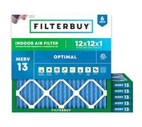Filterbuy 12x12x1 Air Filter MERV 13 Optimal Defense (6-Pack), Pleated HVAC AC Furnace Air Filters Replacement (Actual Size: 11.69 x 11.69 x 0.75 Inches)