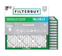 Filterbuy 16x16x1 Air Filter MERV 8 Dust Defense (12-Pack), Pleated HVAC AC Furnace Air Filters Replacement (Actual Size: 15.75 x 15.75 x 0.75 Inches)