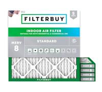 Filterbuy 16x16x1 Air Filter MERV 8 Dust Defense (5-Pack), Pleated HVAC AC Furnace Air Filters Replacement (Actual Size: 15.75 x 15.75 x 0.75 Inches)