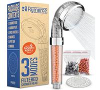 Filtered Shower Head for Hard Water UK - Universal Adjustable 3 Mode Function Handheld Replacement - High Pressure Shower Head Filter with Eco Beads