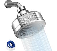 Filtered Shower Head High Pressure, 4 Inch Fixed Showerhead with Filter for Hard Water Softene, with Adjustable Swivel Brass Ball Joint for Relaxing and Comfortable Shower Experience (Silver, 4 Inch)